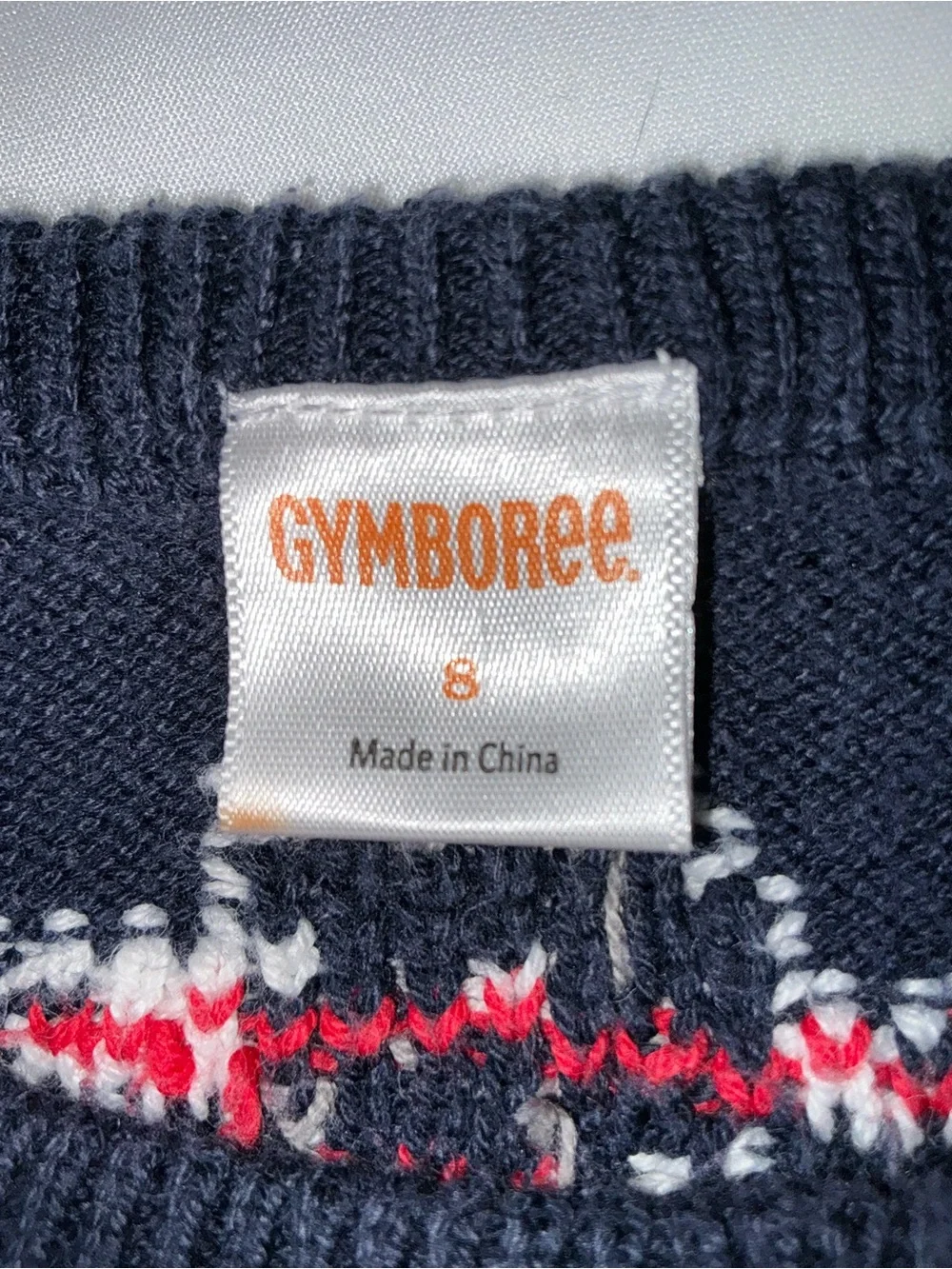Gymboree Girls Navy Knit Dress with White and Red Fair Isle Motif 8